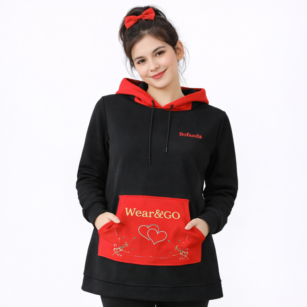 Туника с капюшоном черный с красным