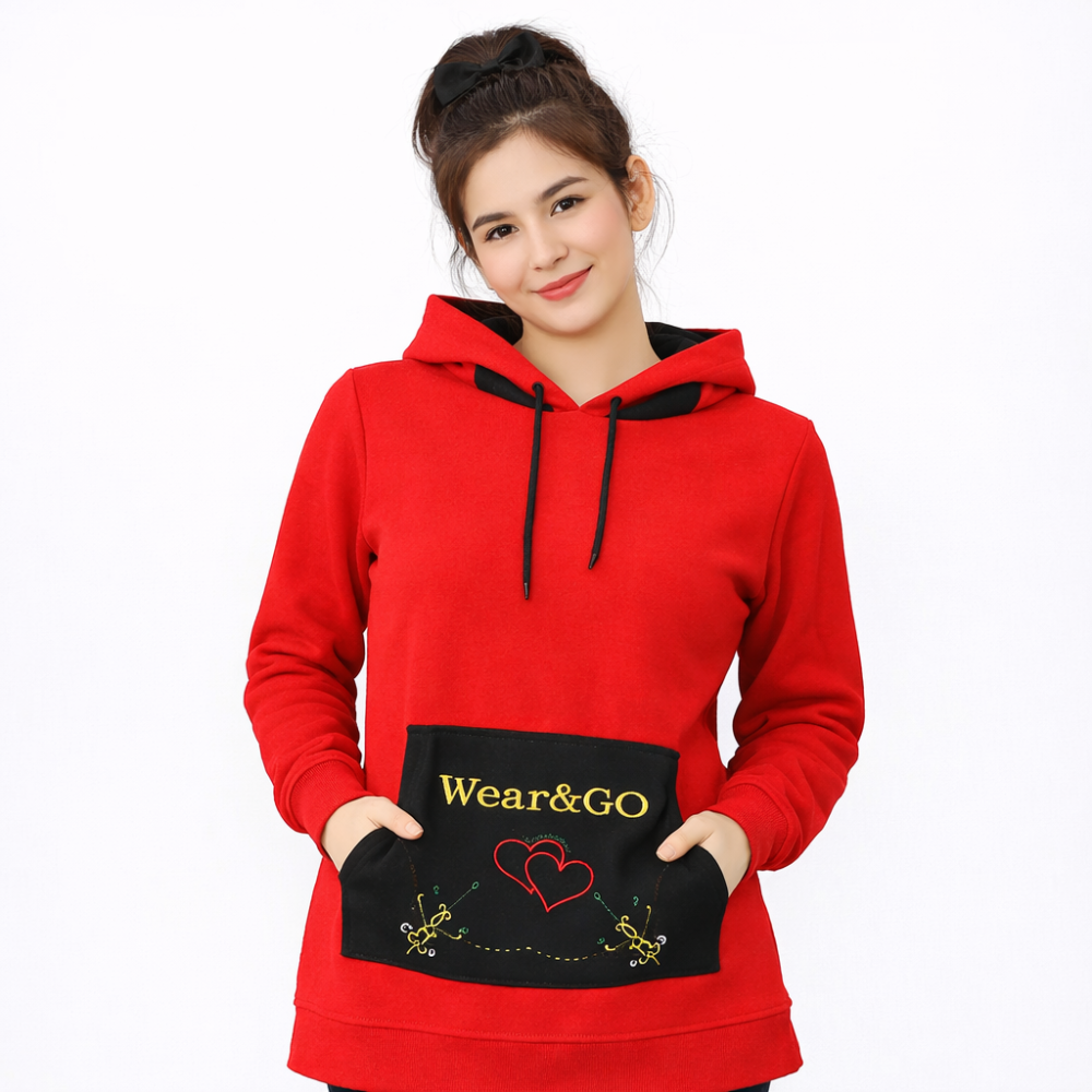 Туника с капюшоном красный с черным